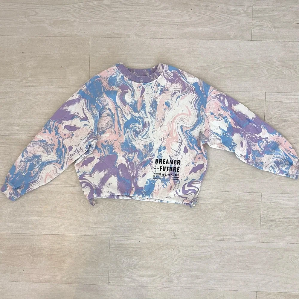 H&M Kids Dreamer Future Marble Swirl Pullover‎ Sweatshirt Top Size 16 18